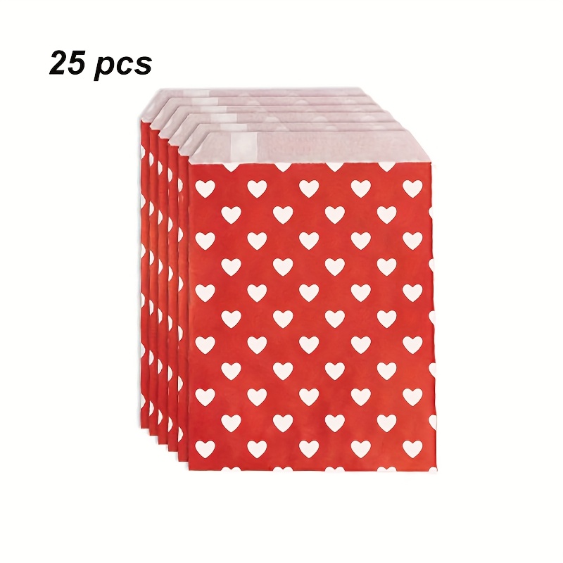 TEMU 25 bolsas de regalo para de San Valentín de 13X18 cm, bolsas de papel con forma de – Pequeñas bolsas de favor para de San Valentín, boda, , baby