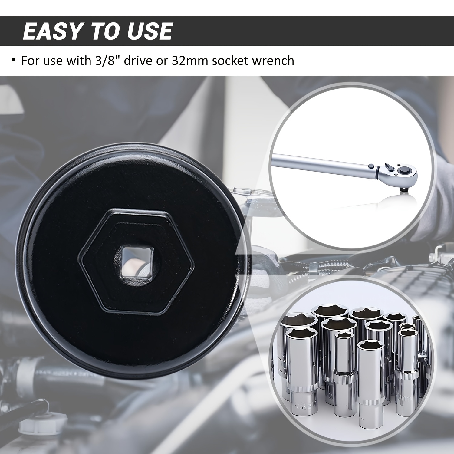 Toyota Oil Filter Wrench 64mm 14 Flutes/4 Slots Oil Filter Cap Wrench Removal Tool Socket 64mm Oil Filter Socket