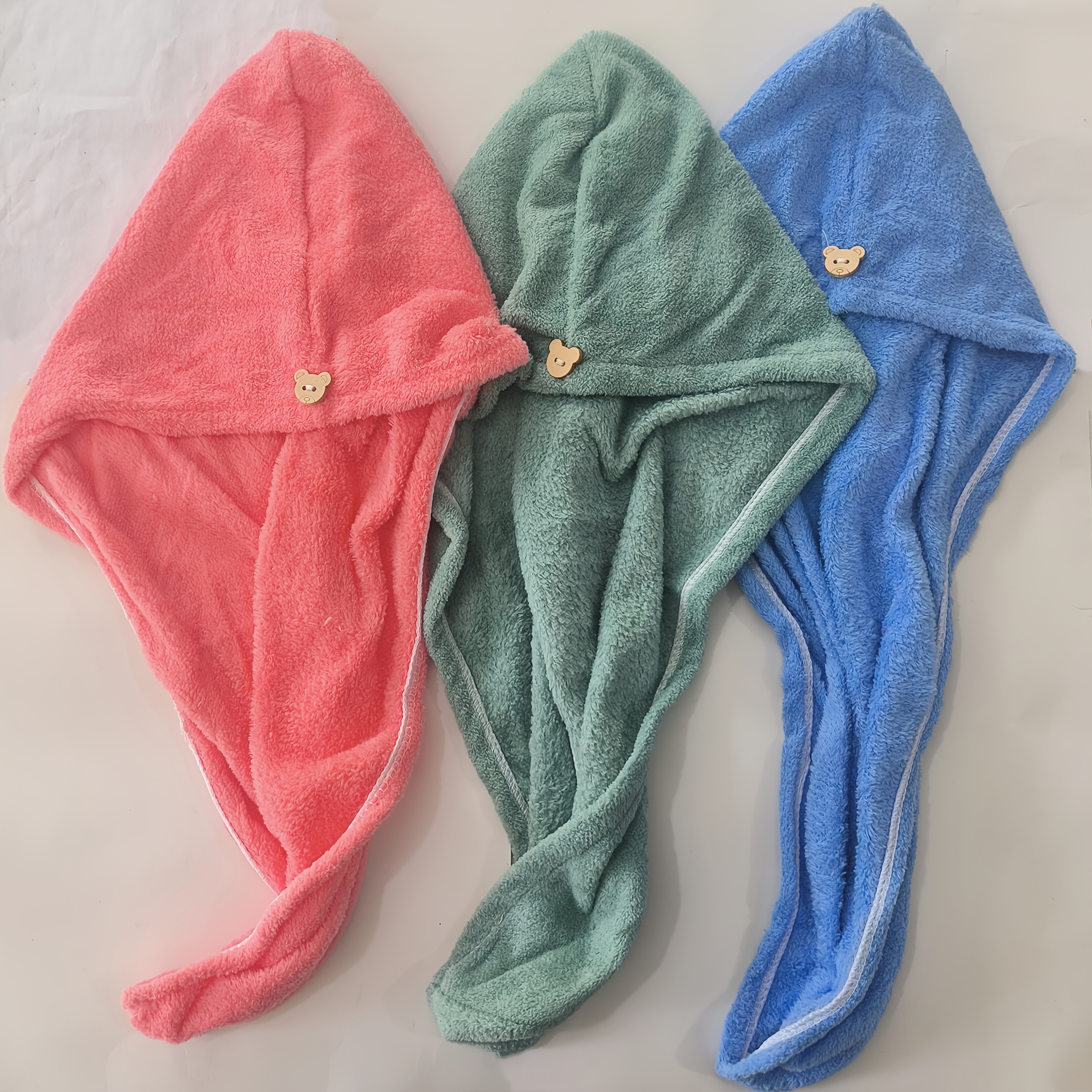 3pcs/set Microfiber Hair Towel, Quick-drying Towel Turban, Super Soft Water Absorbent Dry Hair Cap