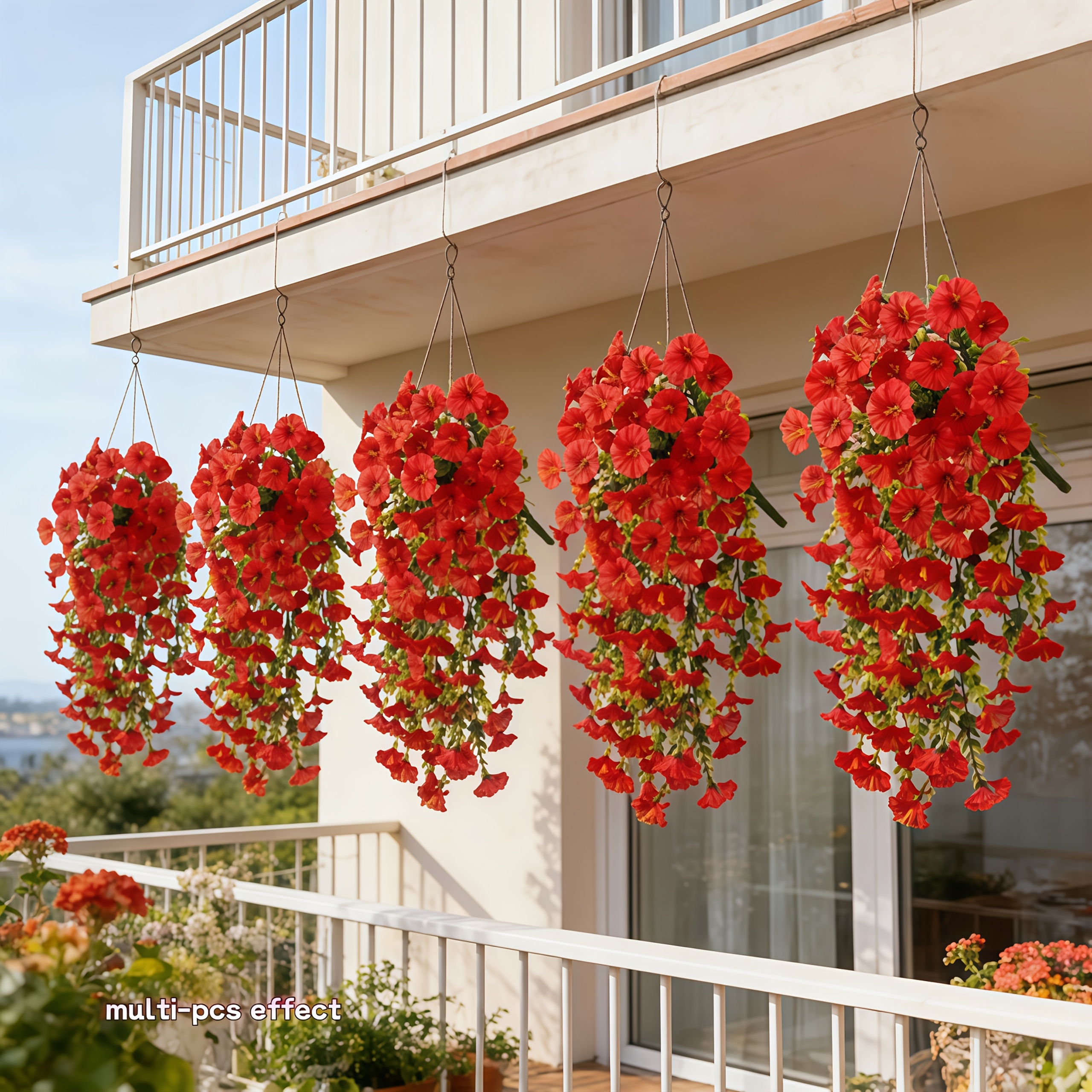 2pcs Red * Hanging Flowers, Artificial Flowers Suitable for Indoor And Outdoor Home Decoration, Front Door Wreath Decoration, Wedding Arrangements, Easter, Valentine'S Day, Mother'S Day, Ramadan,