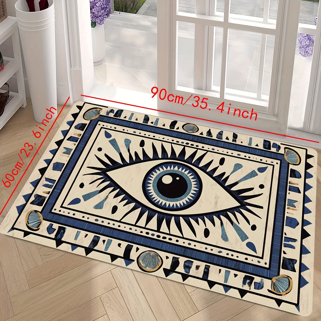 TEMU -1pc Evil Rugs Tribal Style Rugs Rugs For Doormat Entrance Bedroom Decor Polyester 1 Thick Weighs 800 Grams Per Square Gram