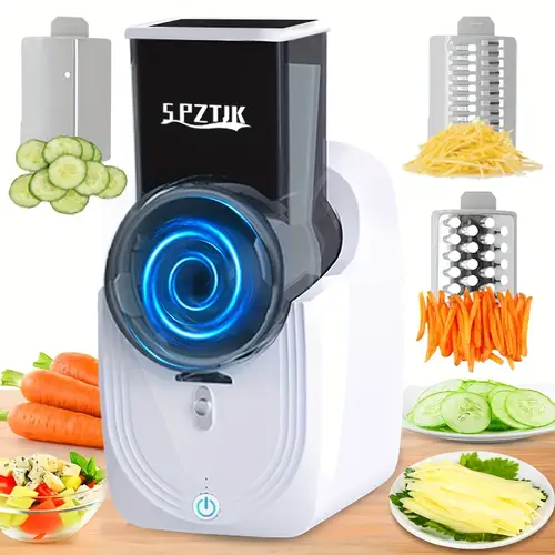 electric multi purpose food processor vegetable chopper electric cheese grater slicer spiralizer for fruits veggies with stainless steel blades