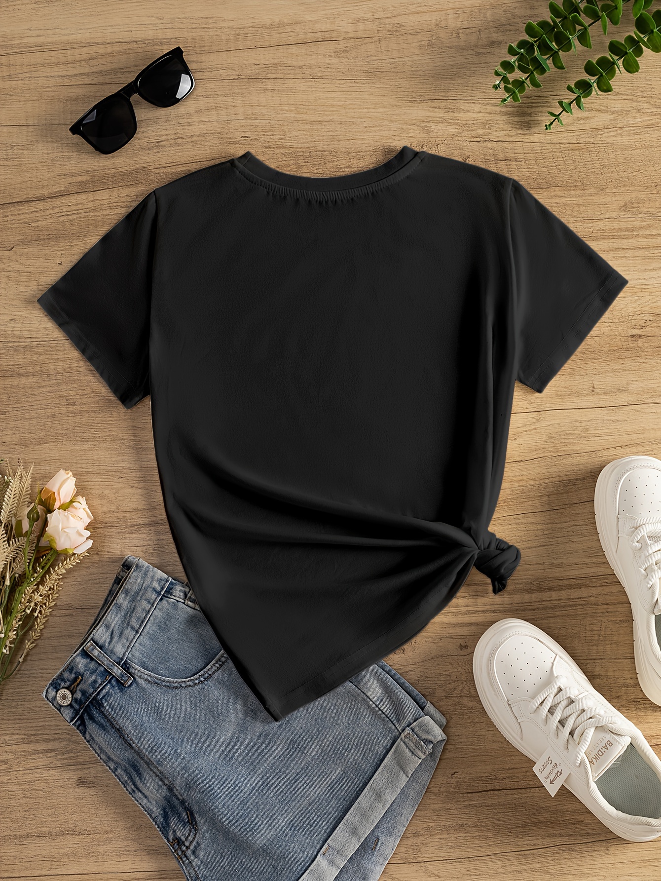 women's summer casual loose fit t shirt embroidered heart - Temu