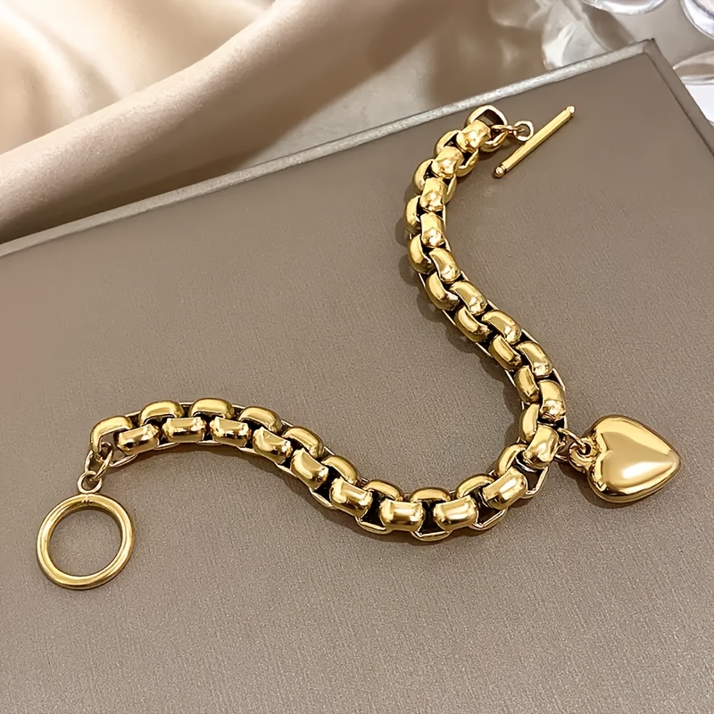 E-shop Luxuriöser, eleganter liebenswerter Damen-Herzanhänger aus goldenem Edelstahl, vielseitiger Anhänger für , Freizeit, Partys Urlaub, Armband