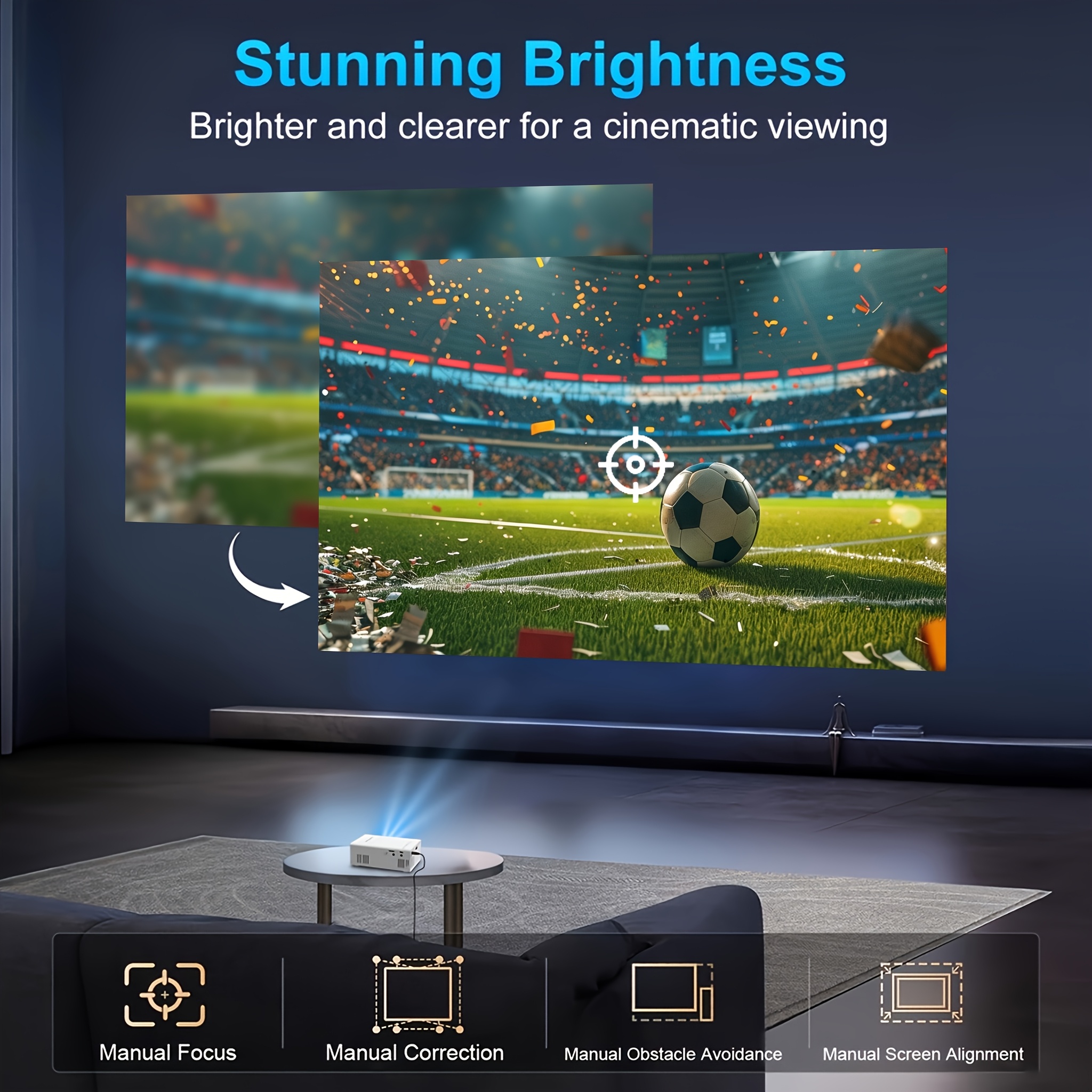 Portable High-Definition Mini Projector with Built-In Speaker