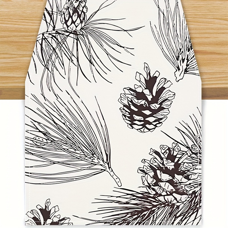 

Rustic : Festive Christmas Table Runner - Pine Branches & Cones Design, 183cm X 72in, Soft & Lasting, Perfect For Kitchen & Dining Table Decorations - Celebrate Home This Season