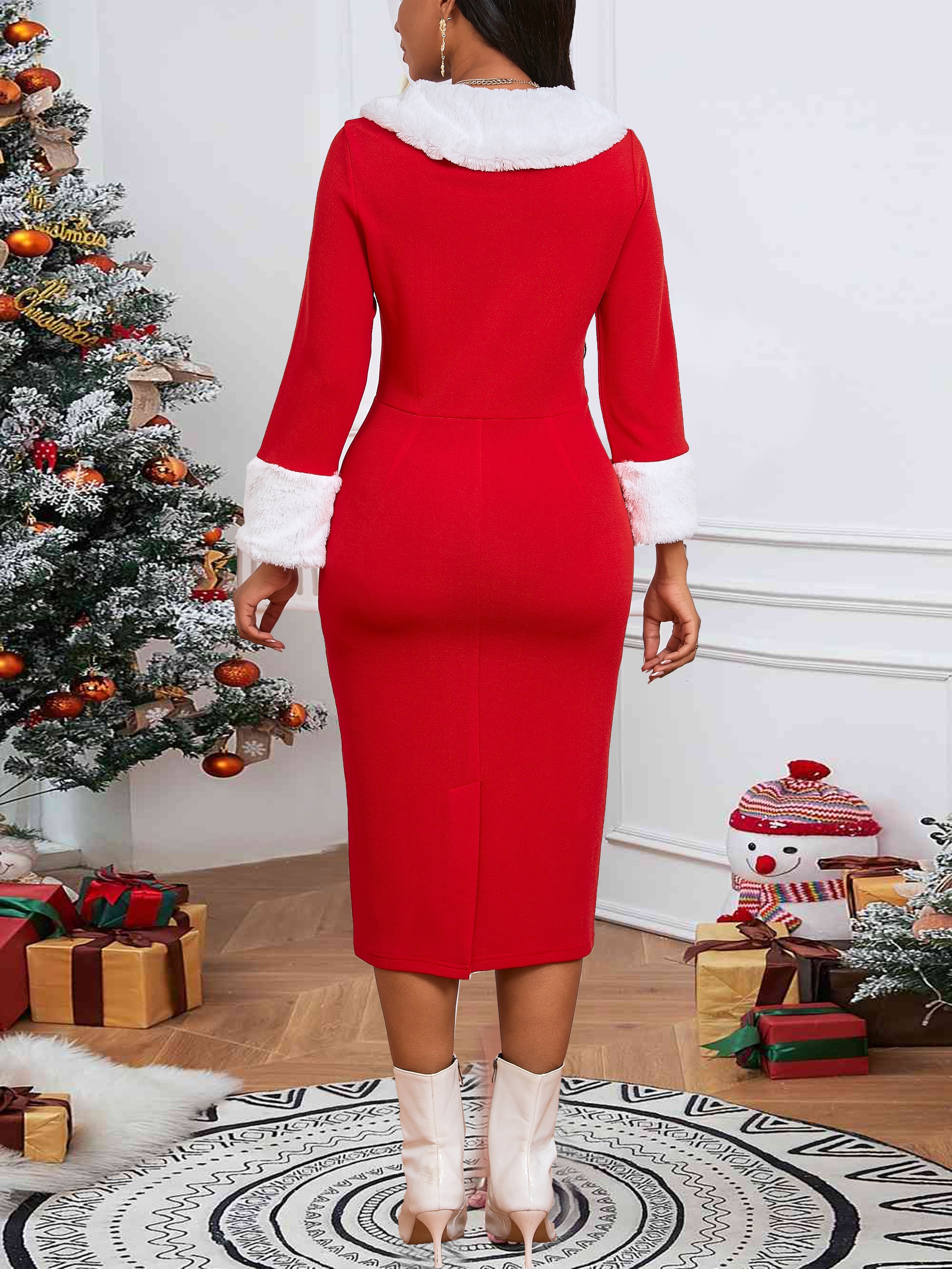 knee length dresses for ladies Fuzzy Checkered Print Sweater Midi Dress – Imani Boutique DFW main image 0