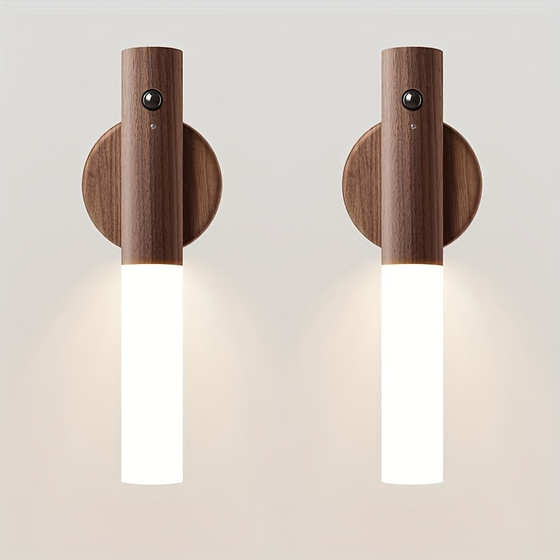 TEMU 2pcs Intelligent Rechargeable Magnetic Sensor Usb Led Night Light - Human Wall And Cordless Wall Light For Motion Detection, Suitable For Home