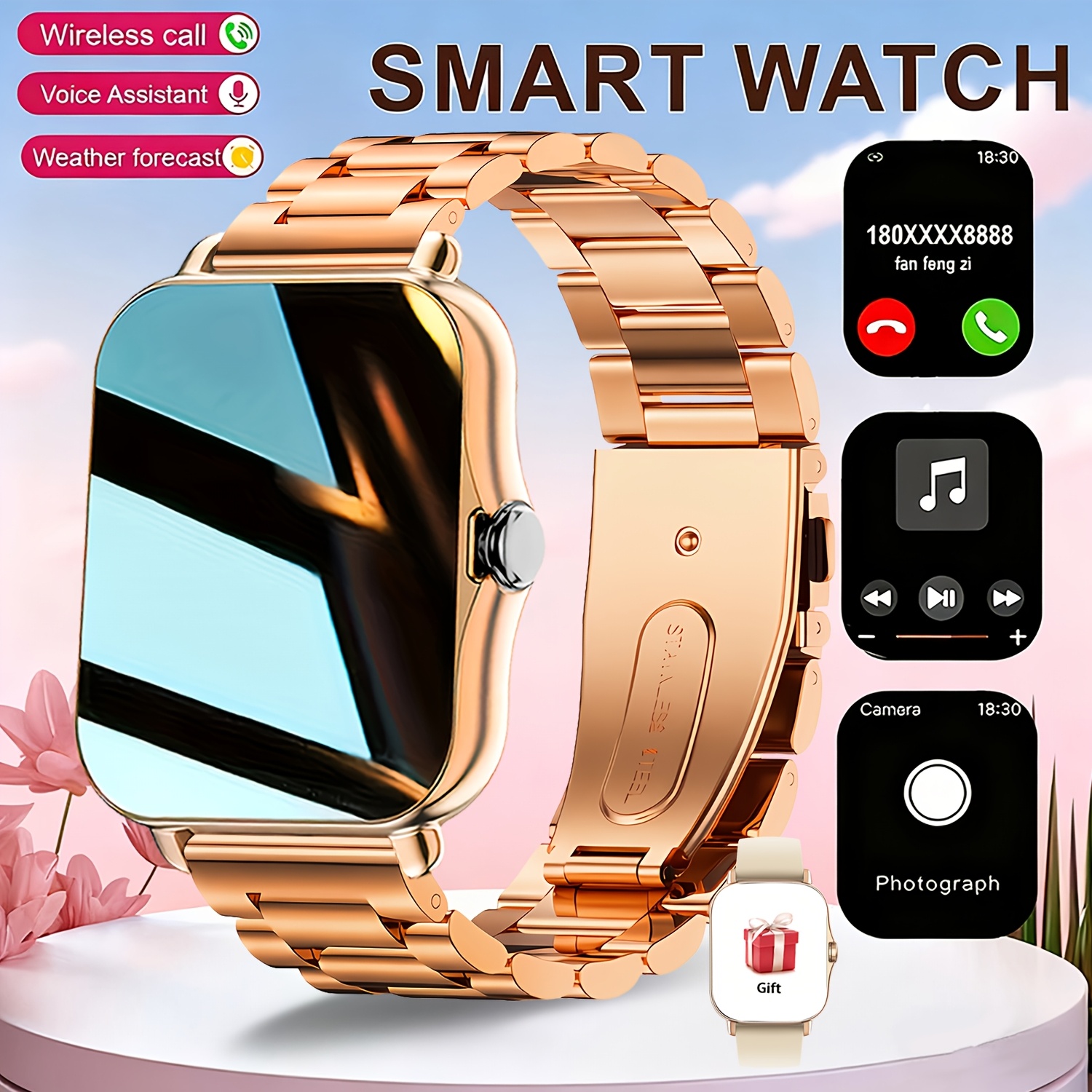 Image of Erun Flagship Store 2026 New Smartwatch, Hd Screen, Metal Casing, Metal Strap, Watch Face, Wireless Calling, Wristwatch, Music Control, Multiple Sports , Usb Magnetic Charging, Information Reminder