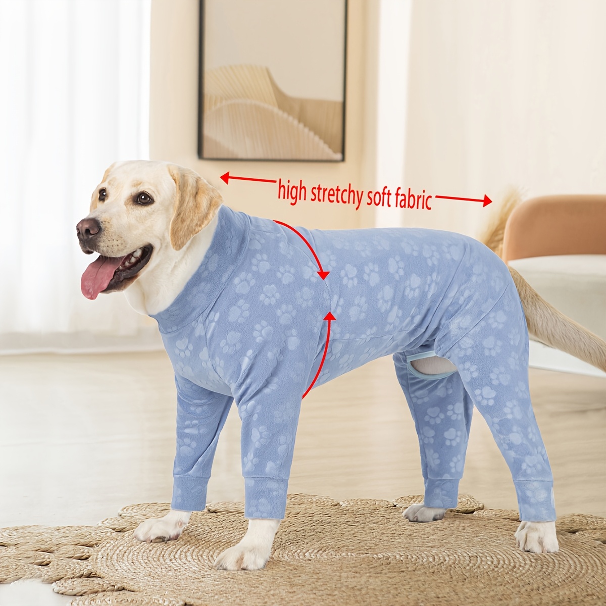 E-shop Gemütlicher Pfotenabdruck Hundeschlafanzug für mittelgroße & große – Weicher, warmer Erholungsanzug mit elastischem Sitz für Labrador,