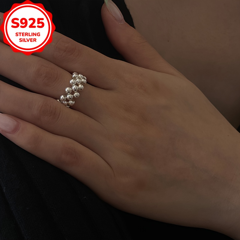 Minimalist Silver Bead Connection Ring for Women