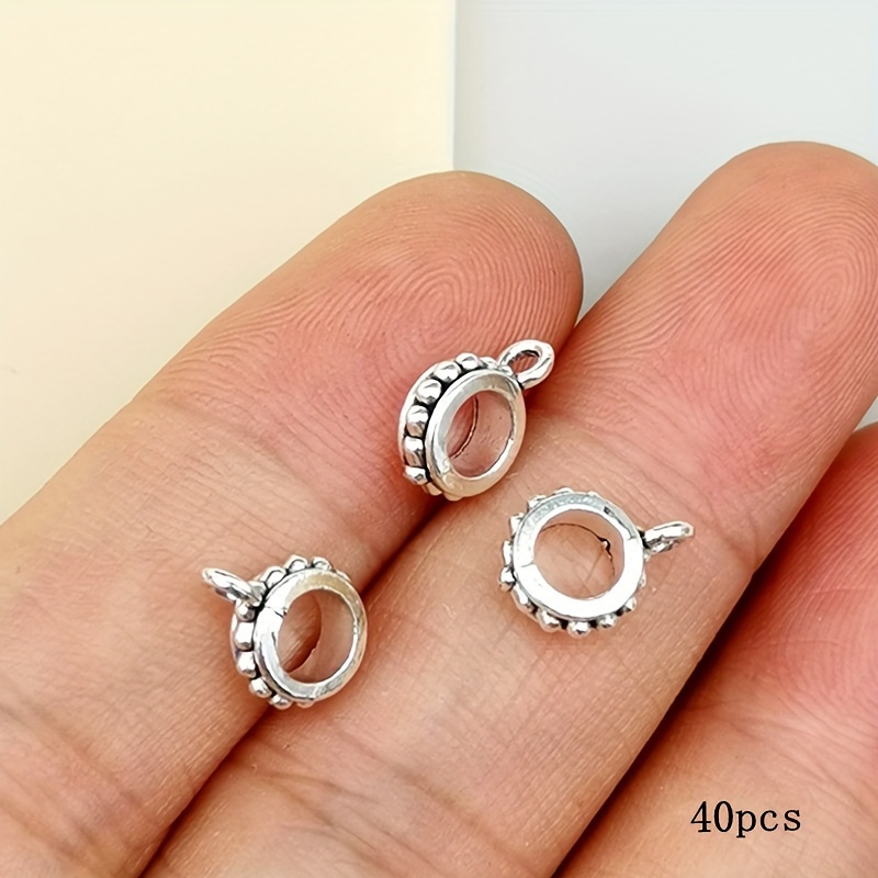 TEMU 20/40pcs Of Exquisite Small Pendant Connectors In Antique Silvery Color, Featuring Large Hole Beads. Bohemian Style Fashionable Pendants For