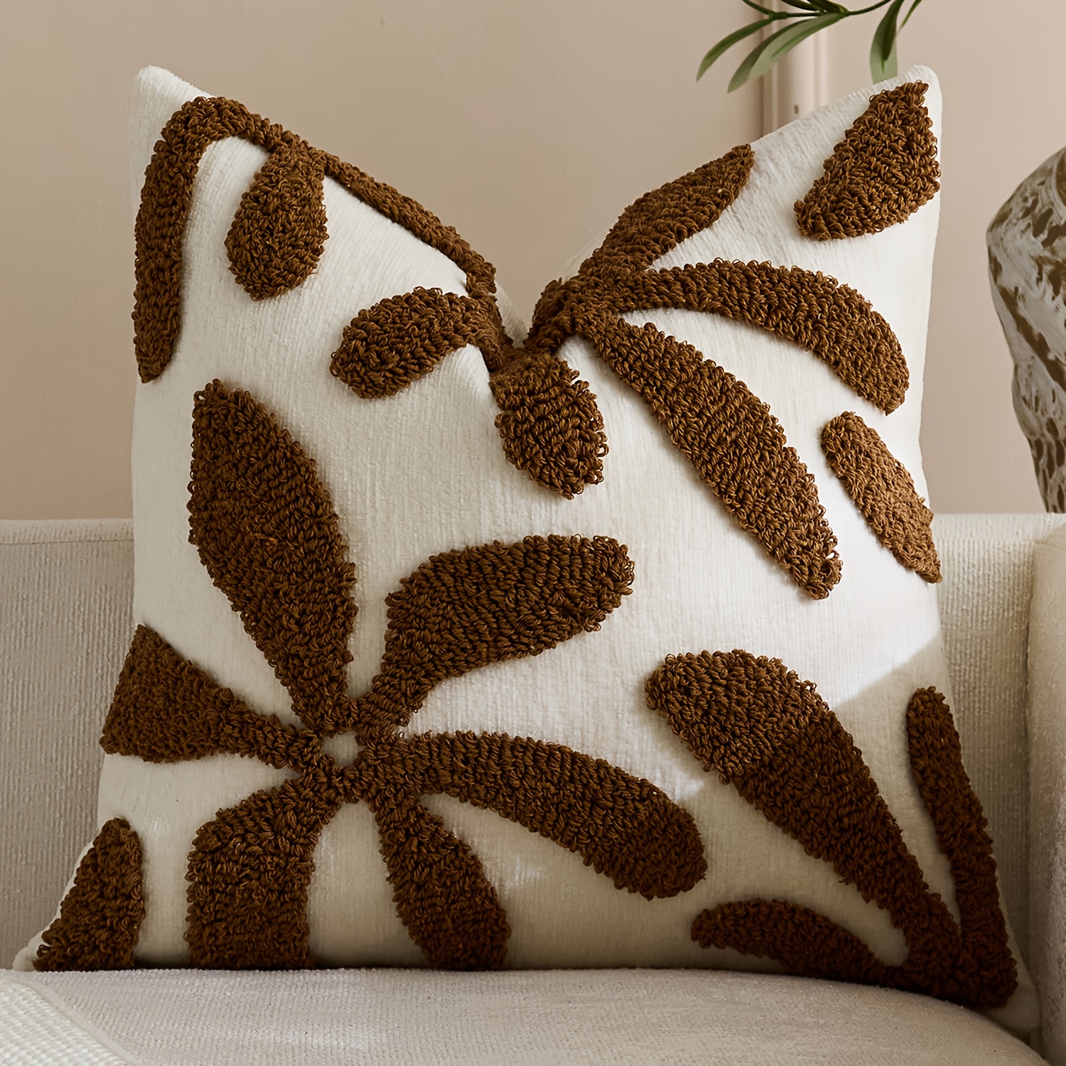TEMU A Packed Boucle Muye Embroidery Style Pillowcase Bohemian Style Cushion Cover Living Room Bedroom Home Decoration Pillowcase Universal In Does