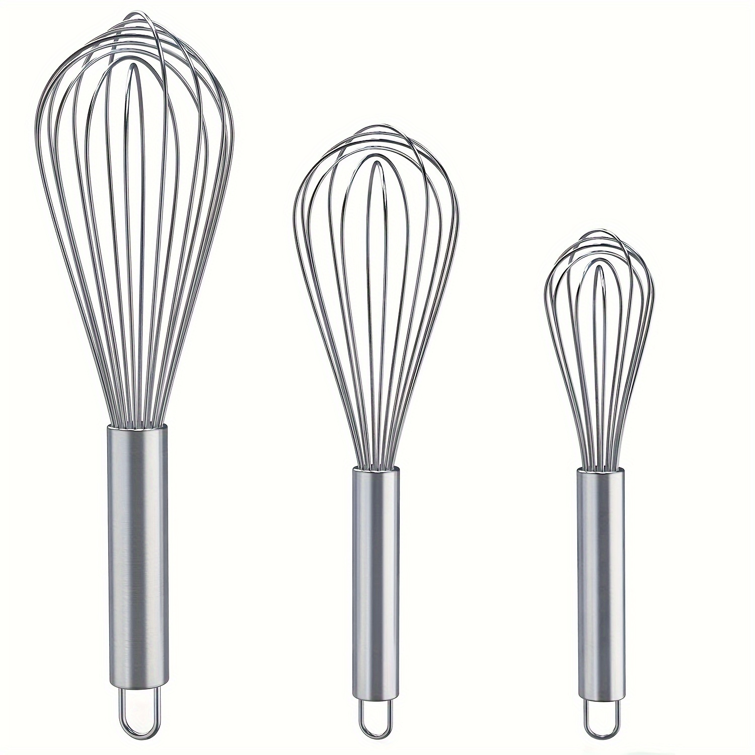 TEMU Whisks For Cooking, 3pcs Stainless Steel Whisk For Blending, Whisking, Beating And Stirring, Enhanced Version Balloon Wire Whisk Set, 8