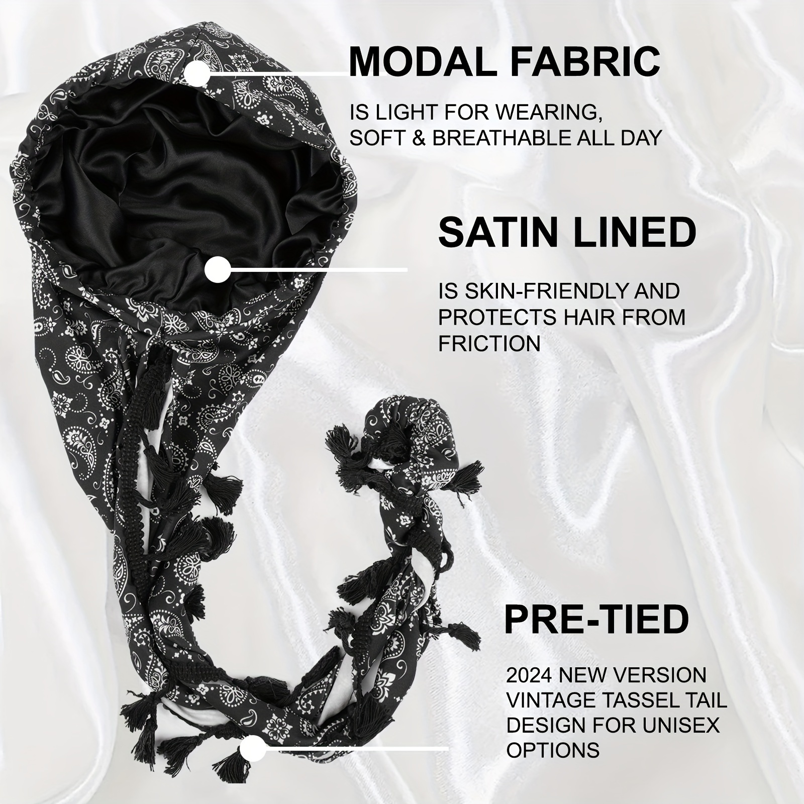 chapeau turban imprimé - africain unisexe - chapeau de tête extensible respirant - bonnet arabe élastique avec détail de pompon Détails du produit 5