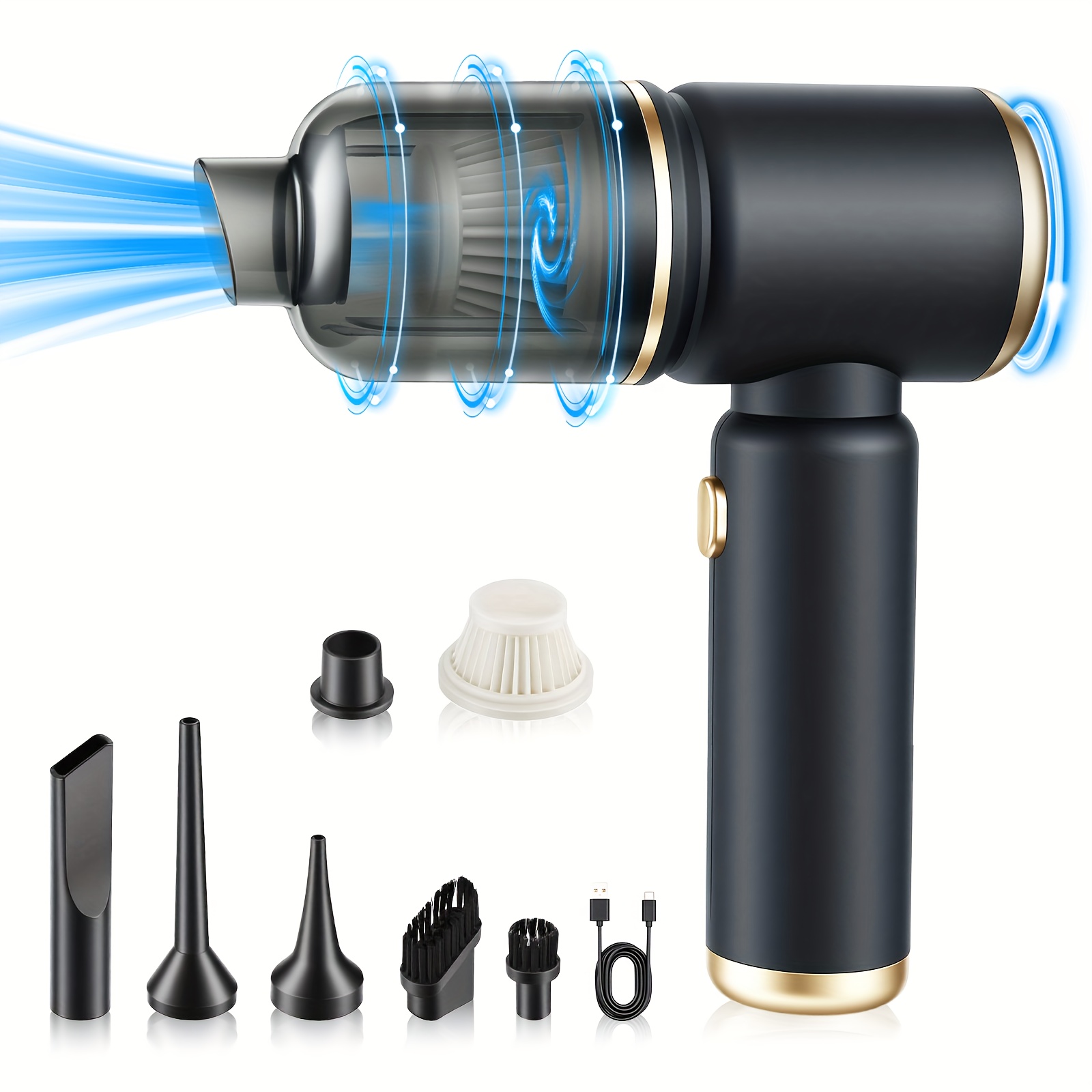 TEMU Car Vacuum Cleaner Strong Suction, 18000pa Handheld Car Vacuum Portable Cordless, 2 In 1 Air Duster And Vacuum Cleaner, Multi-nozzles, 120w High