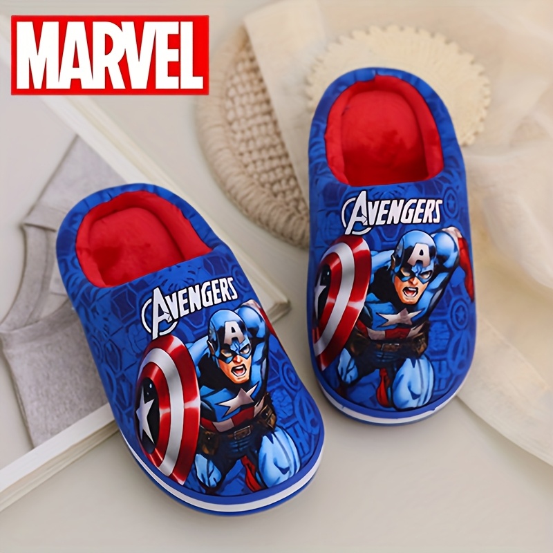 Pair of Kids' Plush Slippers, Official Marvel IP Fleece-Lined Thick Warm Shoes for Boys