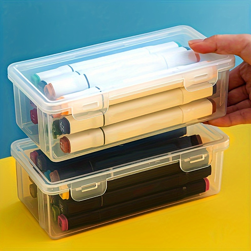 Pencil Storage Box Flip Plastic Storage Box Lid Store - Temu