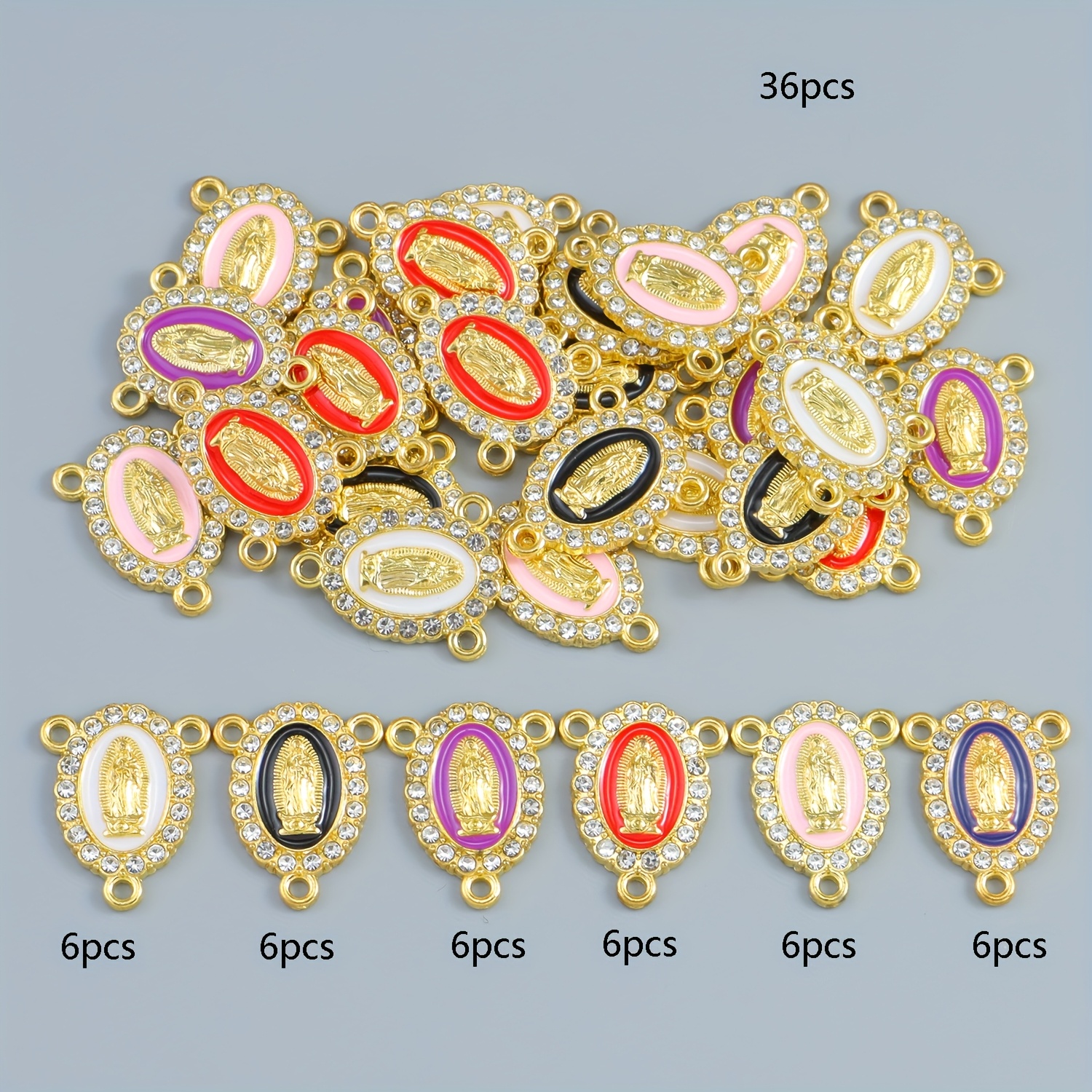 36pcs Drill Virgin Mary Pattern Small Pendants for DIY