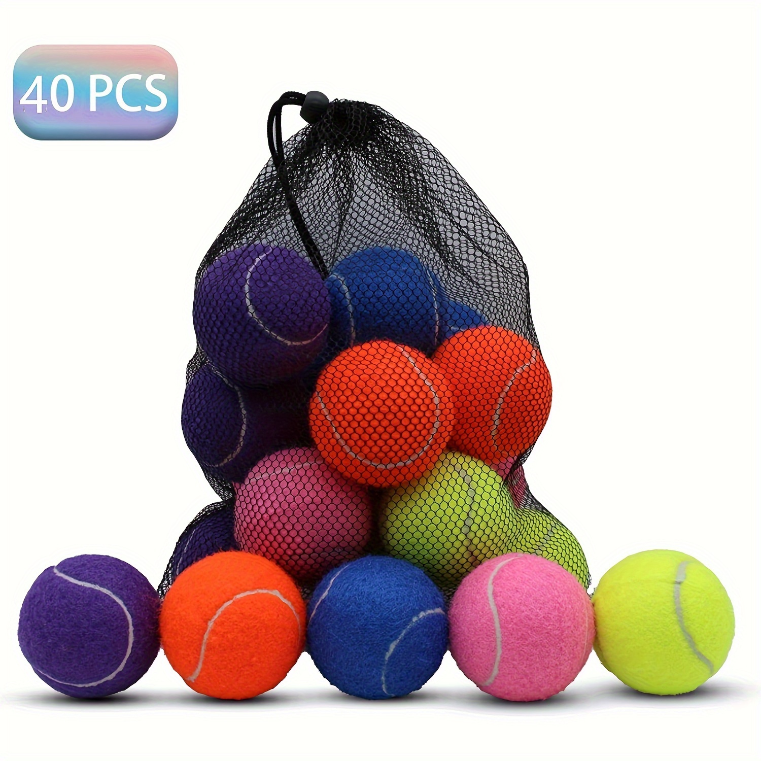 

Tennis Balls, 40 Pack Tennis Balls For Dogs, Pet Dog Playing Balls, Come With Mesh Bag For Easy Transport, Colorful Easy Catching Pet Dog Balls
