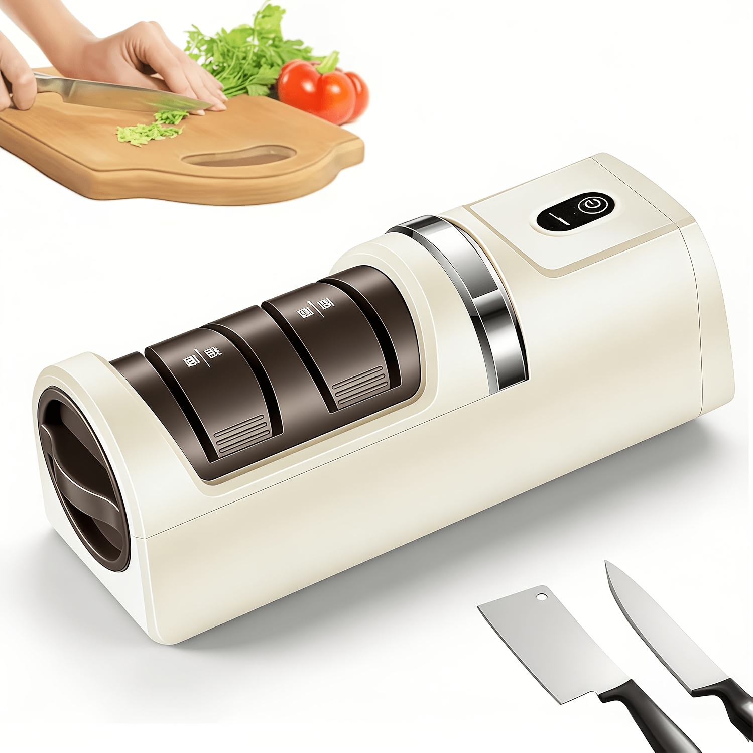 TEMU New Automatic Kitchen Knife Sharpener Cordless, Rechargeable, Portable | Diamond Grinding Wheel And Strong Suction Base Compatible With Most