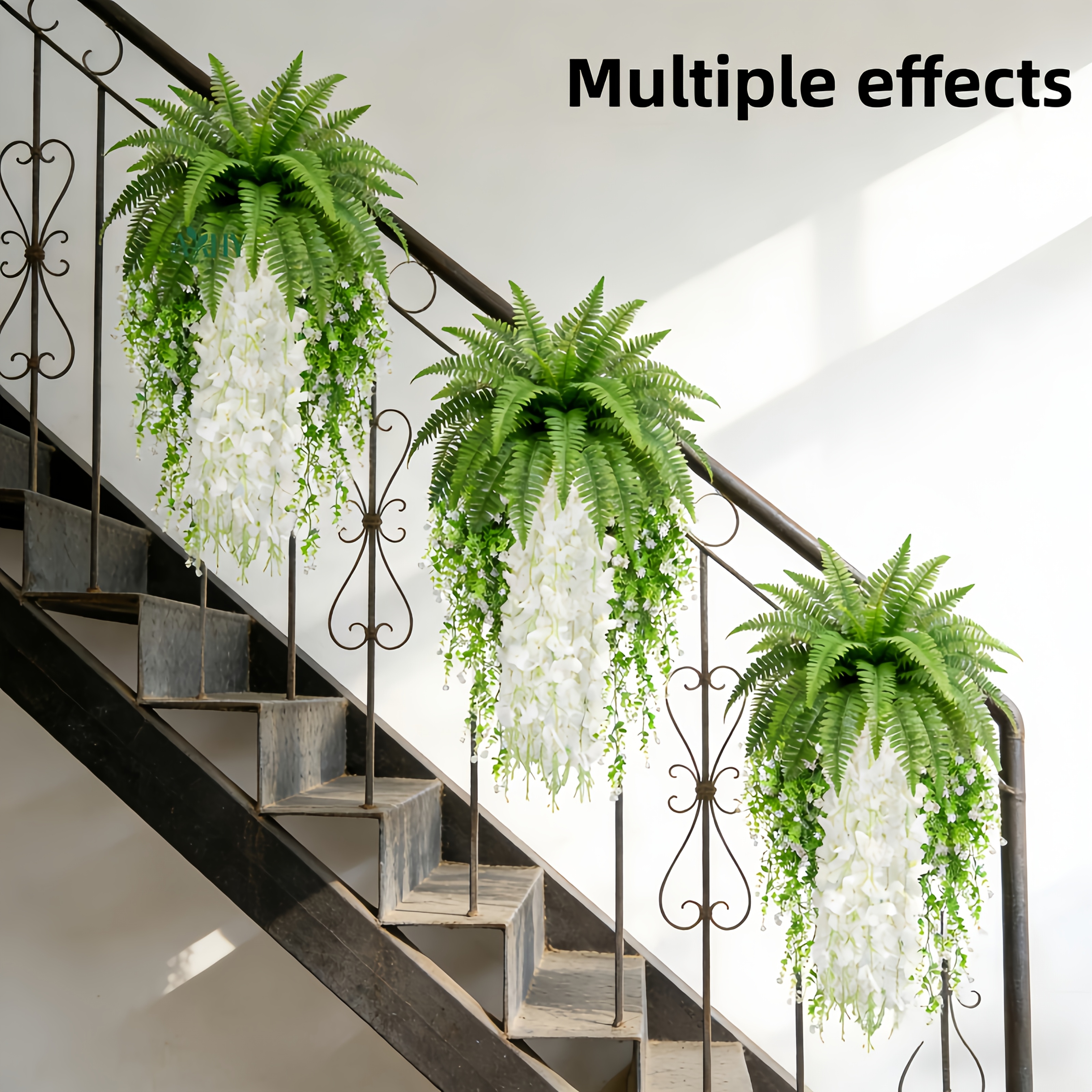 23pcs - (1 Bundle Of Artificial Boston + 22 Strings Of White Cherry Vines + 2 Bundles Of Small Rose Vines), Suitable For Outdoor - Wedding Garden Modern Decoration | Garden And Courtyard Decoration