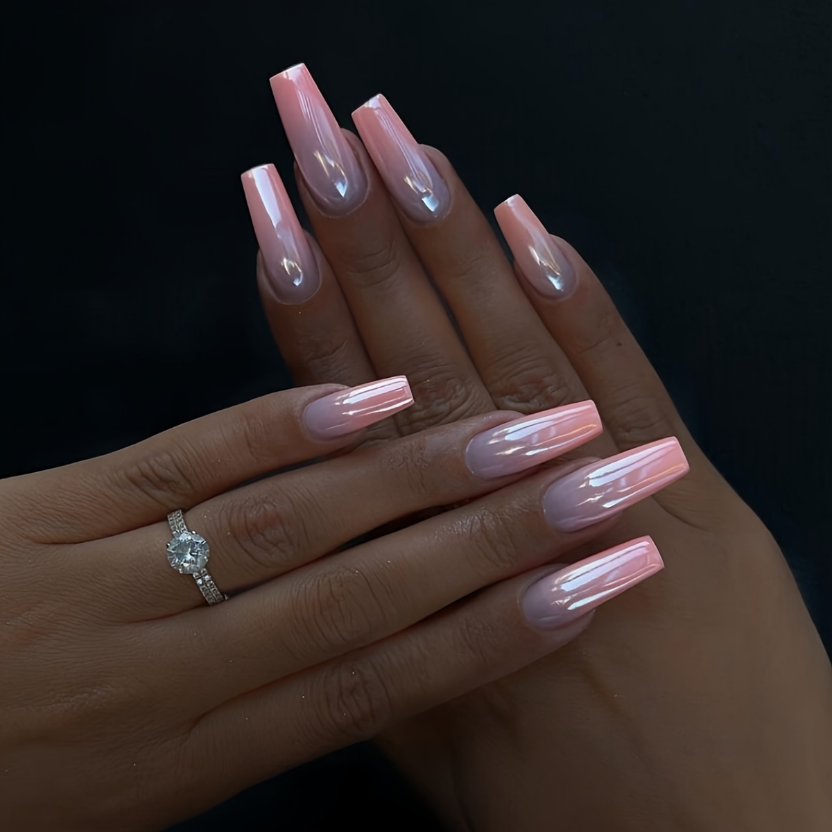Image of Upgrade Your Look With 24 Long Stiletto Press-on Nails, European And , Orange Temperament Fake Nails, Mixed Color Removable Nails With Jelly Glue, 1 Nail File, 1