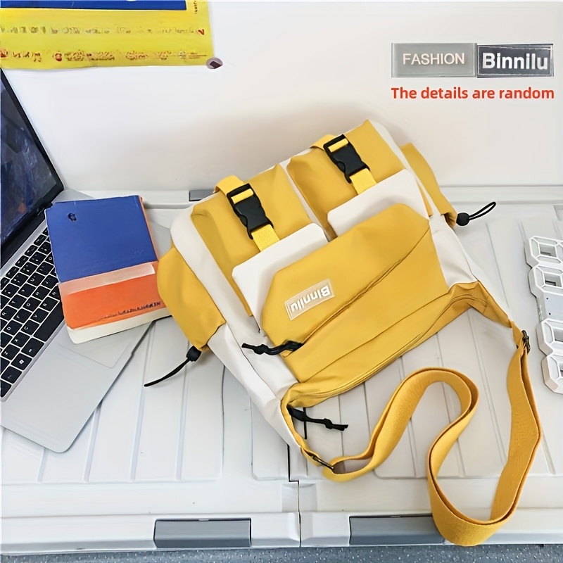 TEMU Sac bandoulière décontracté, grand sac à bandoulière en nylon de grande avec sangle réglable pour l'extérieur, sac messager style streetwear