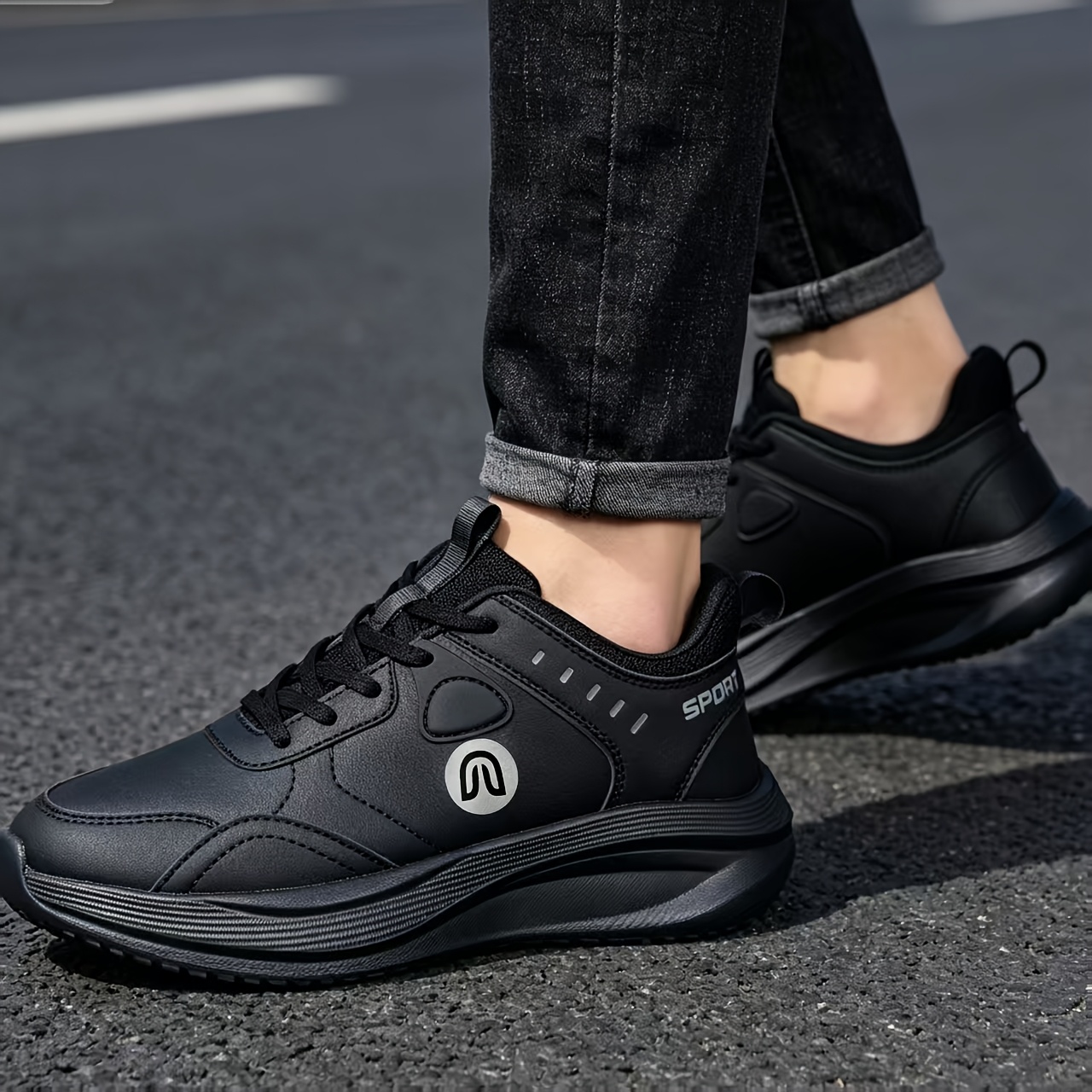 Men's Large Wide Width Sneakers with Thick Platform