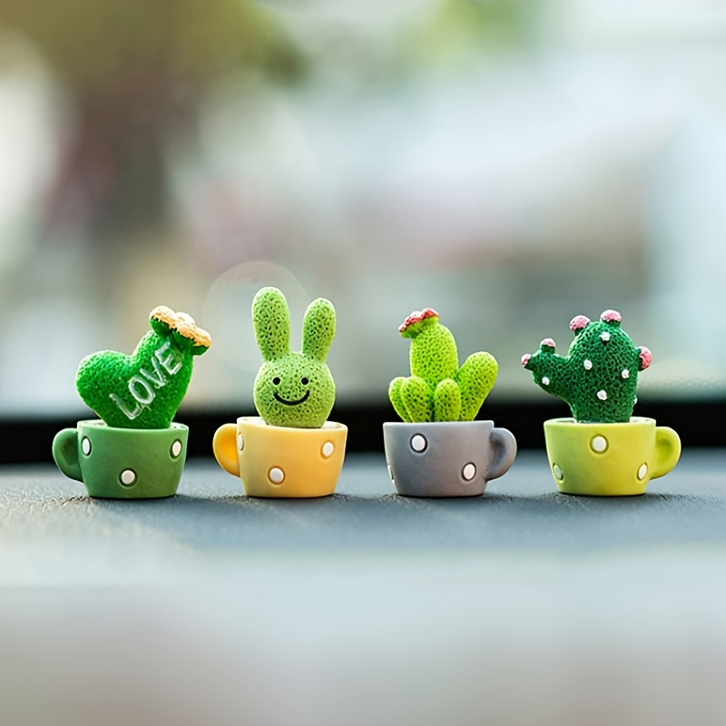 

4pcs Abs Resin Potted Plant Figurines Set, Fashionable Interior Decor For Car Dashboard, Non-woven Material, Universal Fit, Ideal For Valentine's Day & Thanksgiving Gift