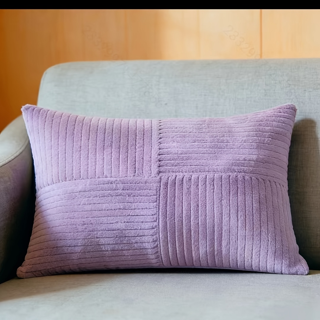 TEMU A Spliced Purple Pillowcase With A Refreshing And Elegant Color. And Zippered, Suitable For Decoration And Cushions In Living Rooms, Homes, And