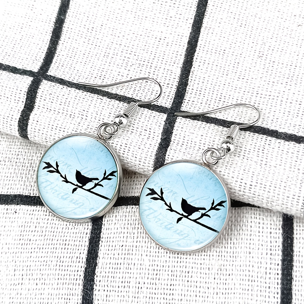 4pcs Light Bird Shadows Jewelry Set: Necklace, Bracelet, Earrings