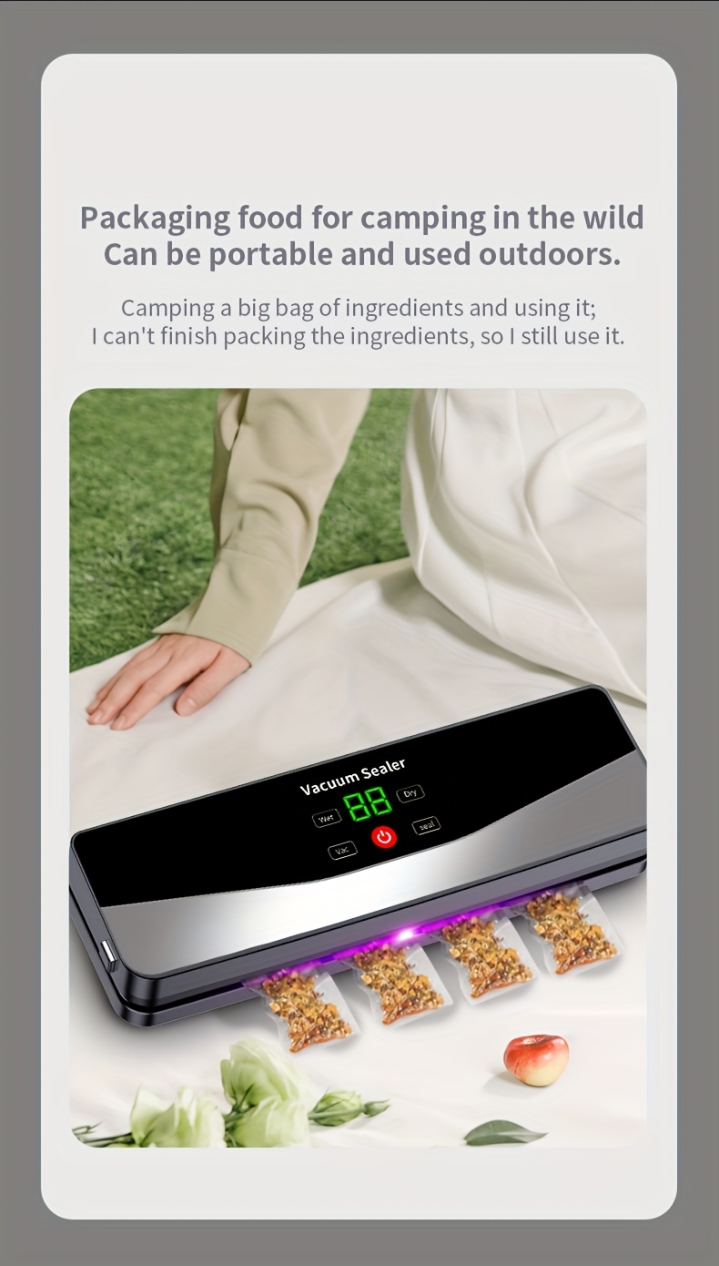 Scelleuse Alimentaire Automatique Multifonction, Scelleuse Sous Vide Portable sans Fil avec Fonction de Démarrage/Pause Manuelle, Affichage Numérique de Charge, Scellage de Sachets de Snacks, Conservation Alimentaire à Long Terme, Conception Compacte et Facile à Utiliser, Convient pour la Cuisine et