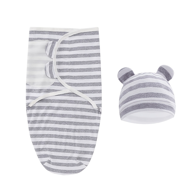 2pcs Baby Swaddle Set with Hat, Soft And Cute Baby Swaddle Blanket, Suitable for 0-6 Months, Easy Wrap Swaddle, Baby Wrap Blanket, Christmas, Halloween, Thanksgiving, Easter Gift
