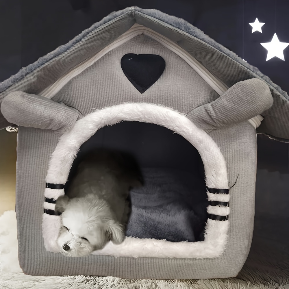 

1pc Cozy Polyester Pet House - Multifunctional Warm Bed For All , Removable And Washable Small Pet Shelter, Indoor Kennel For Cats And Dogs