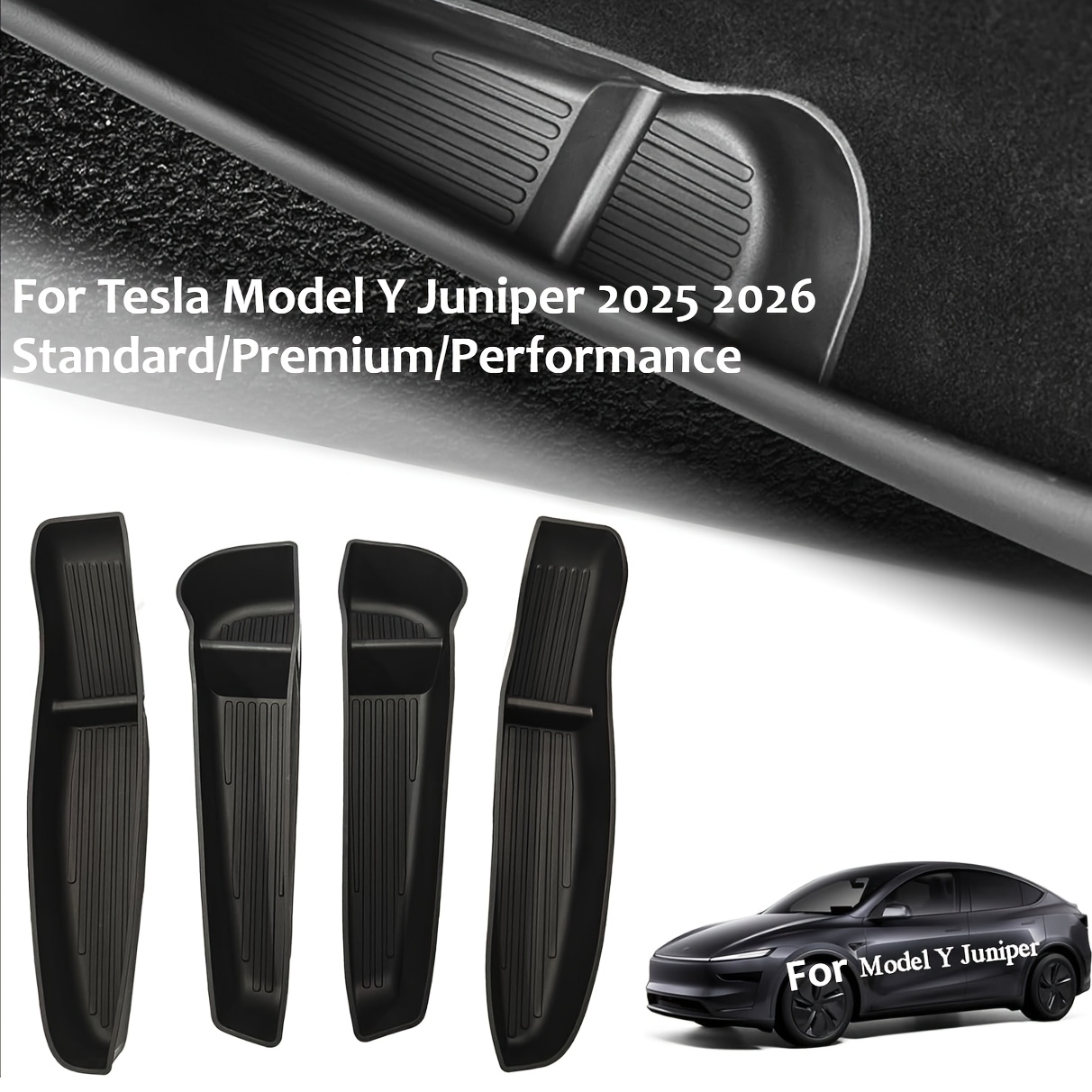 E-shop 4er-Pack für Tesla 2025 2026 Standard/Premium/Performance Türseiten-Aufbewahrungsbox – Innen-Organizer-Schalen für - & Hintertür – für