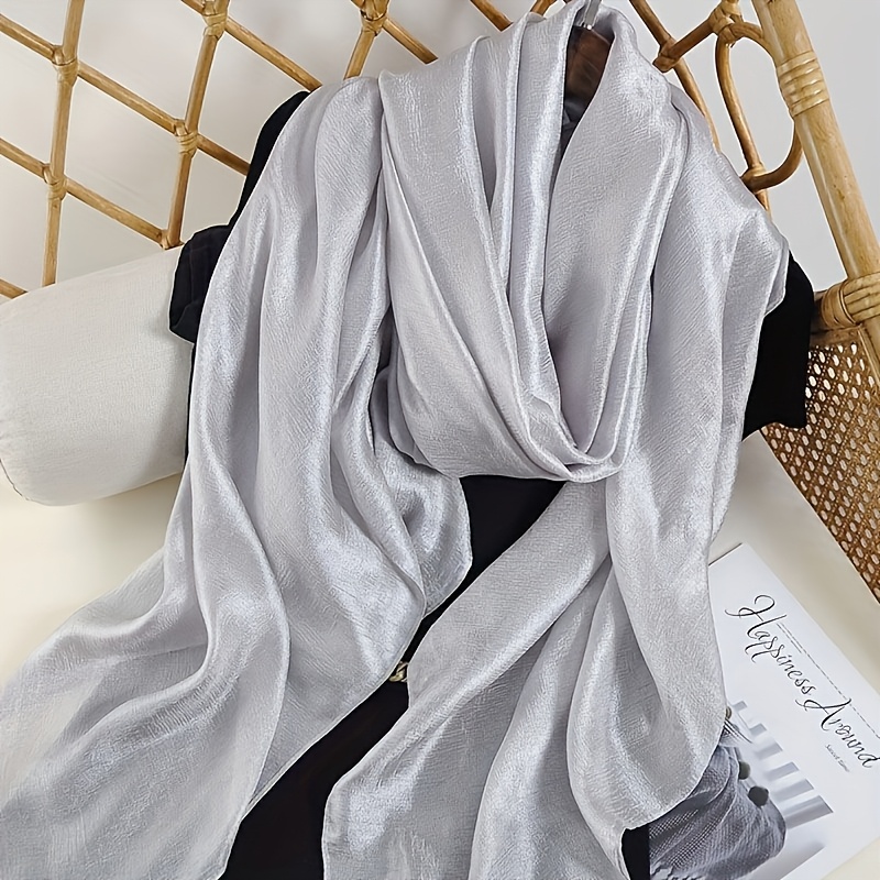 Women's Lightweight Sheer Chiffon Scarf, Elegant Solid Color Wrap
