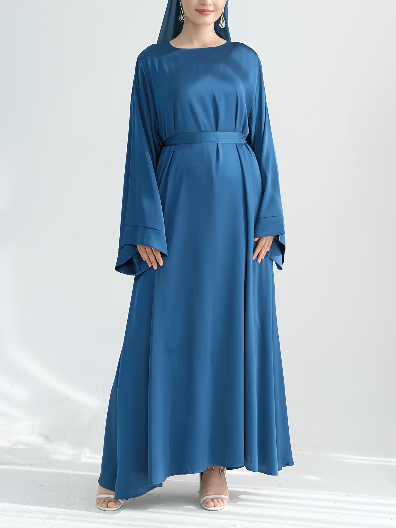 satin abaya women long sleeve maxi dress - Temu Bahrain