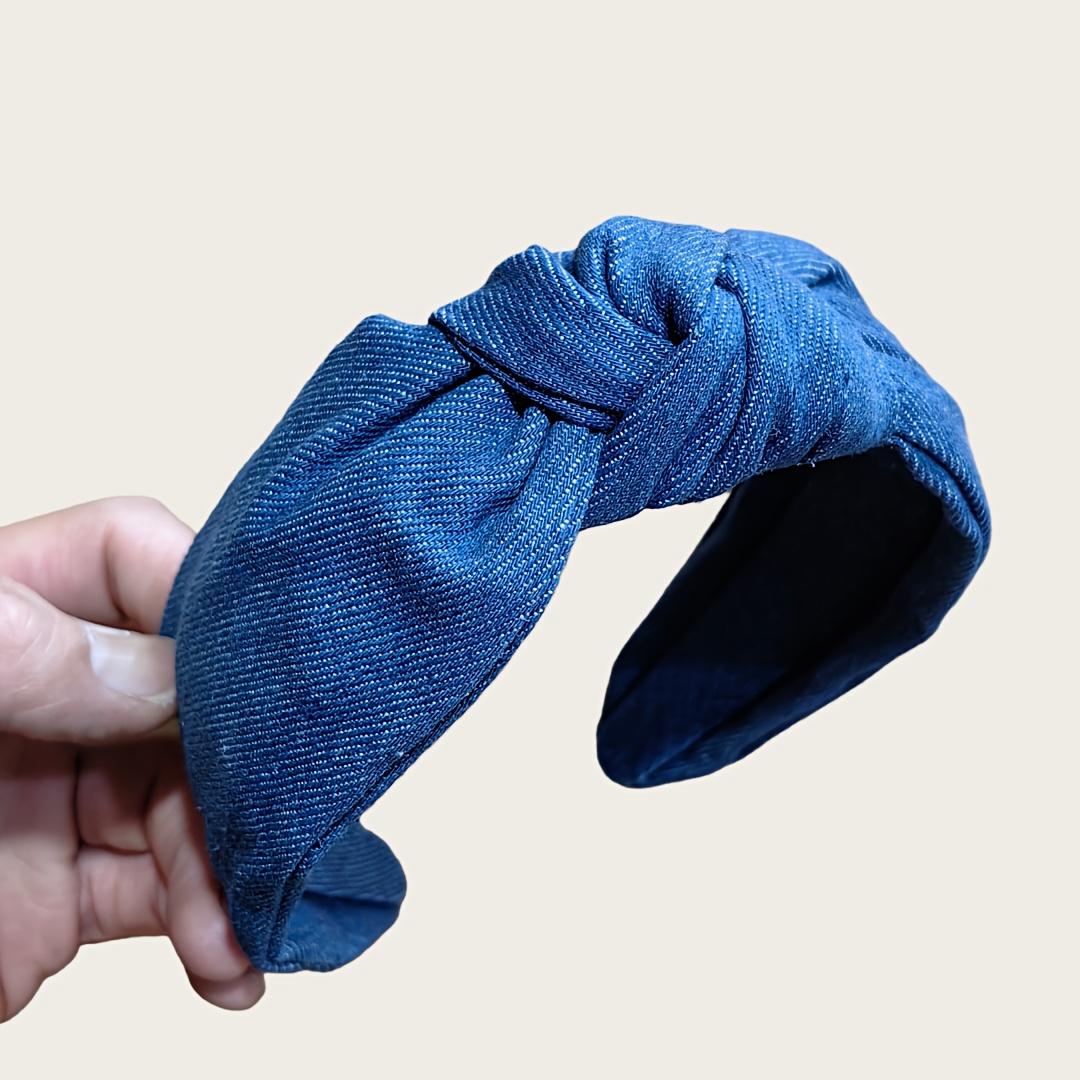 Denim Wide-brimmed Hair Hoop Easy Same Style Blue Hair Clip Internet Celebrity Same Style Headwear Hong Style Hair-pressing Headband
