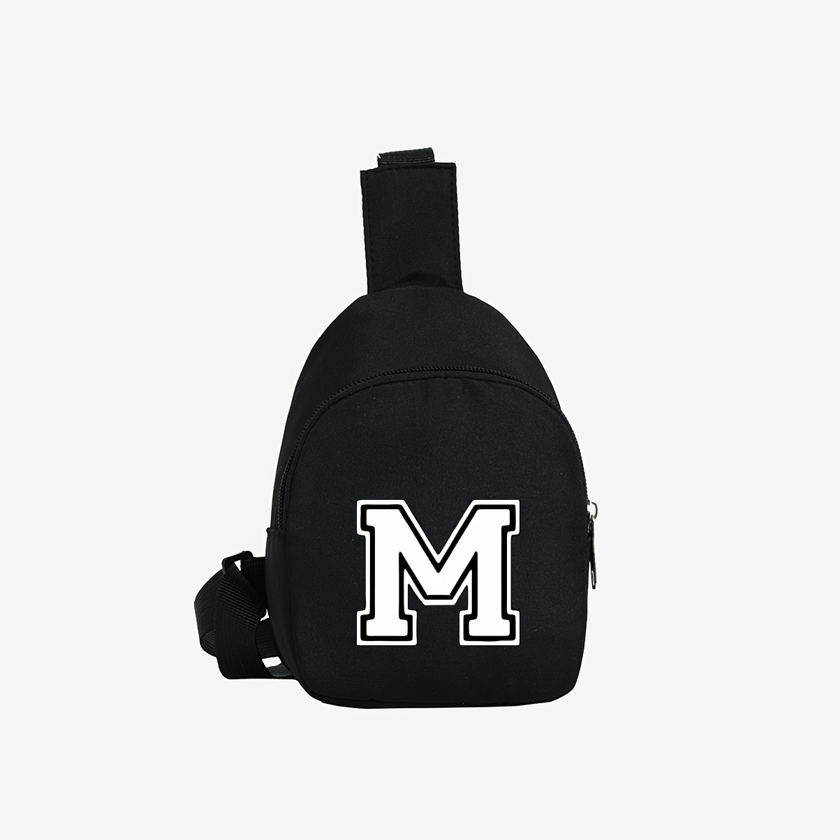 Image of 1pc Personalized 26-letter Fashion Versatile Small Lightweight Black Chest Bag, Can Carry Small Toys, Gloves, Etc., Suitable For Boys And Girls Aged 3 For Daily , Back-to-school Use