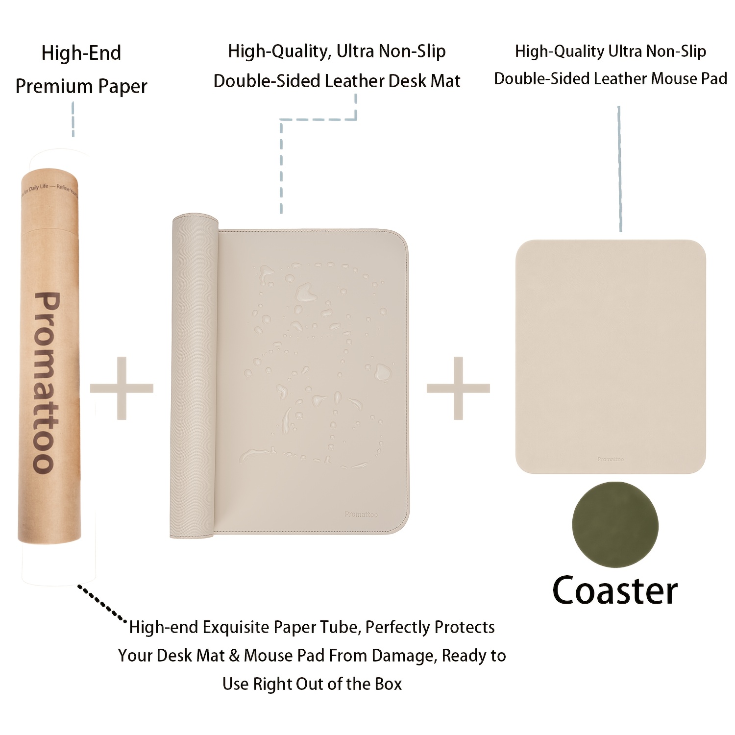 TEMU Set de Regalo Premium de 4 Piezas de Cuero Sintético para Escritorio de Oficina con Alfombrilla Grande, Mouse Pad, Posavasos y Tubo de Regalo,