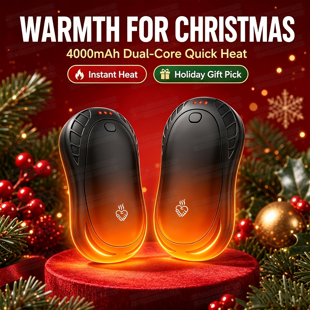 TEMU Usb Hand Warmers With Dual Heating, 9h Continuous . Great For Skiing, Snowmobiling, And Winter Festivals. Perfect For Christmas Parties,