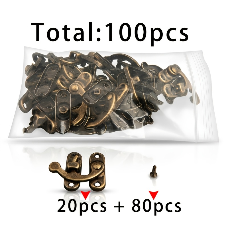 TEMU 20 Sets Of Antique Bronze Horn Locks + 80pcs Of 2x8 Antique Bronze Screws Totaling 100pcs, Cabinet Toolbox Suitcase Jewelry Box Gift Box Wooden