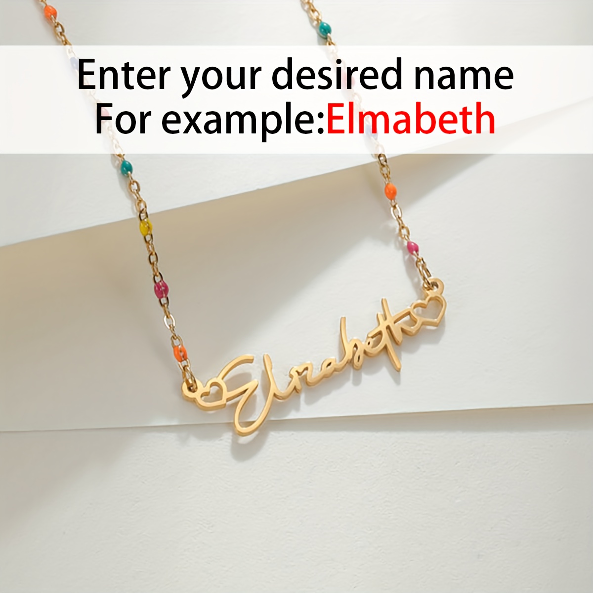 TEMU Personalized Delicate Heart Name Necklace | Bridesmaid Gift | 304l Stainless Steel | Heart Name Necklace | Birthday Gift | Gift For Her |