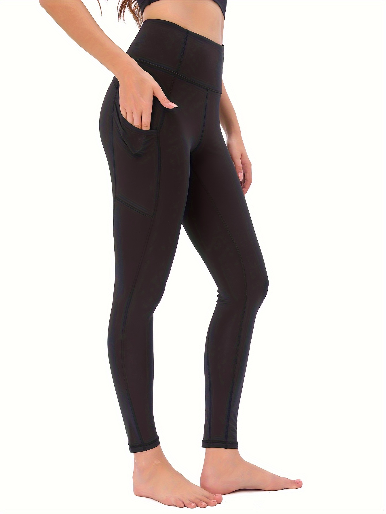 High Waist Stretchy Sports Tight Pants Pocket Slimming Yoga - Temu Australia