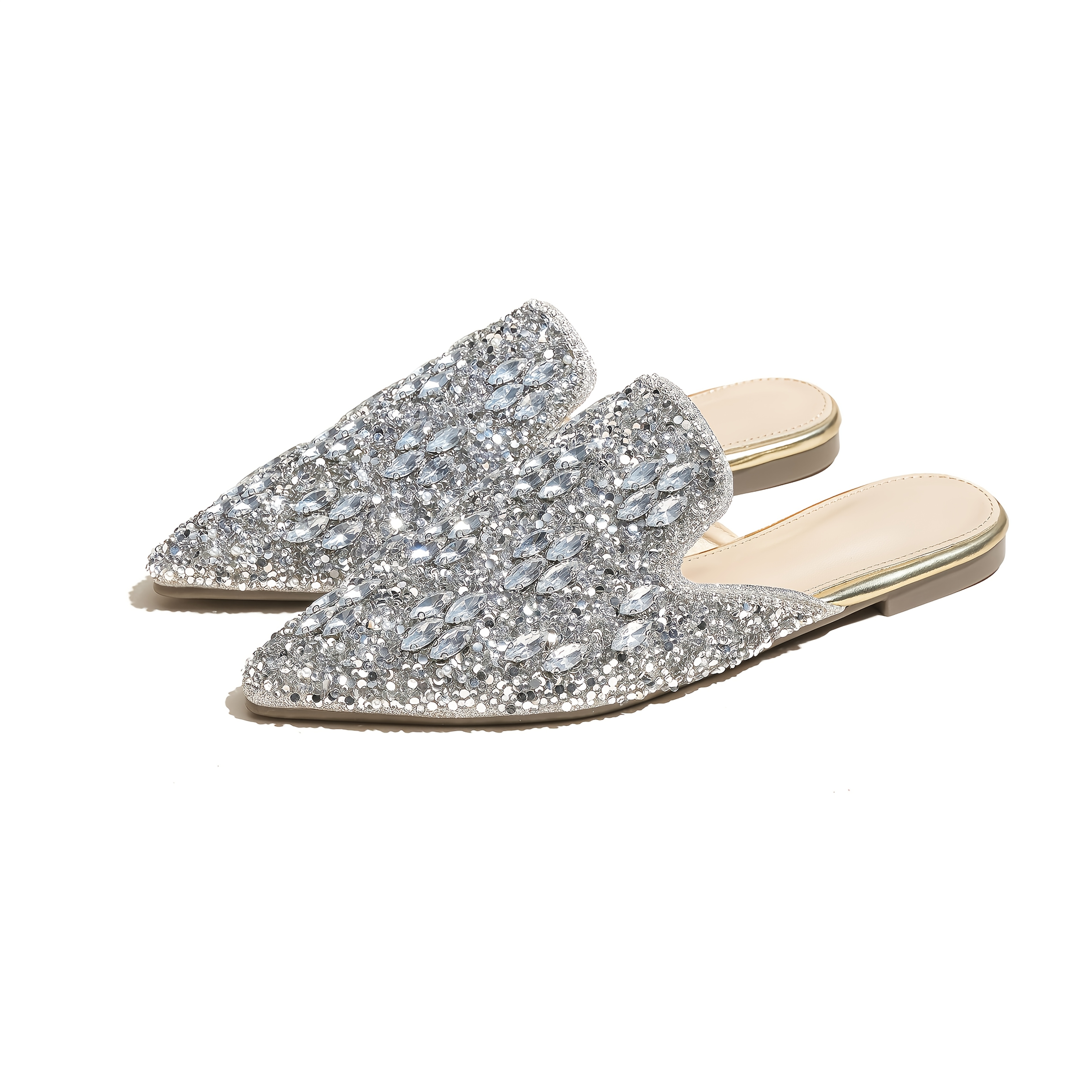 crystal embellished slip flats slip - Temu