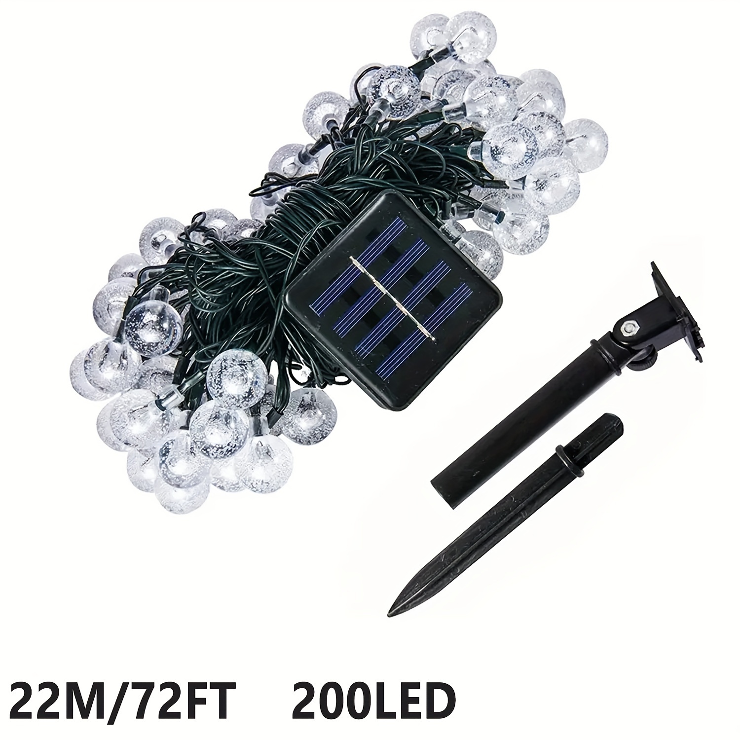 TEMU 100/200 Led 12/22 Meter Solar String Lights Warm Color Light, Crystal , Large Bubble Ball Lights With At Dusk - Outdoor Halloween And Christmas