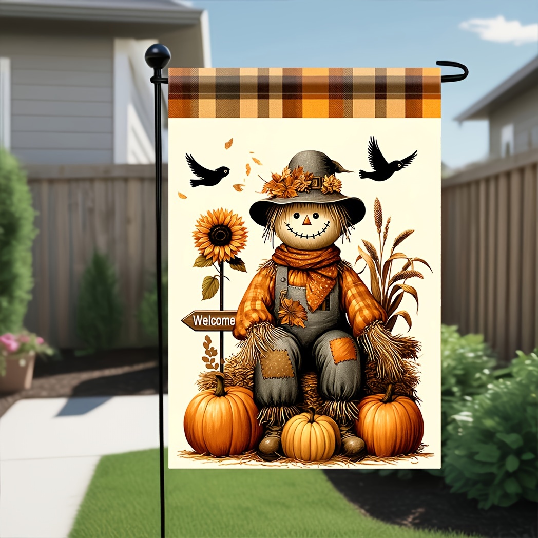 

Pumpkin Sunflower Welcome Garden Flag - 18x12 Inches Polyester Fall Thanksgiving Outdoor Decoration Double-sided Lawn Flag For Home & Yard Decor (flagpole Not Included)