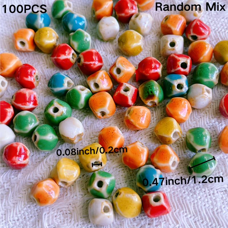 100 Mixed Ceramic Beads for DIY Jewelry Making Materials
