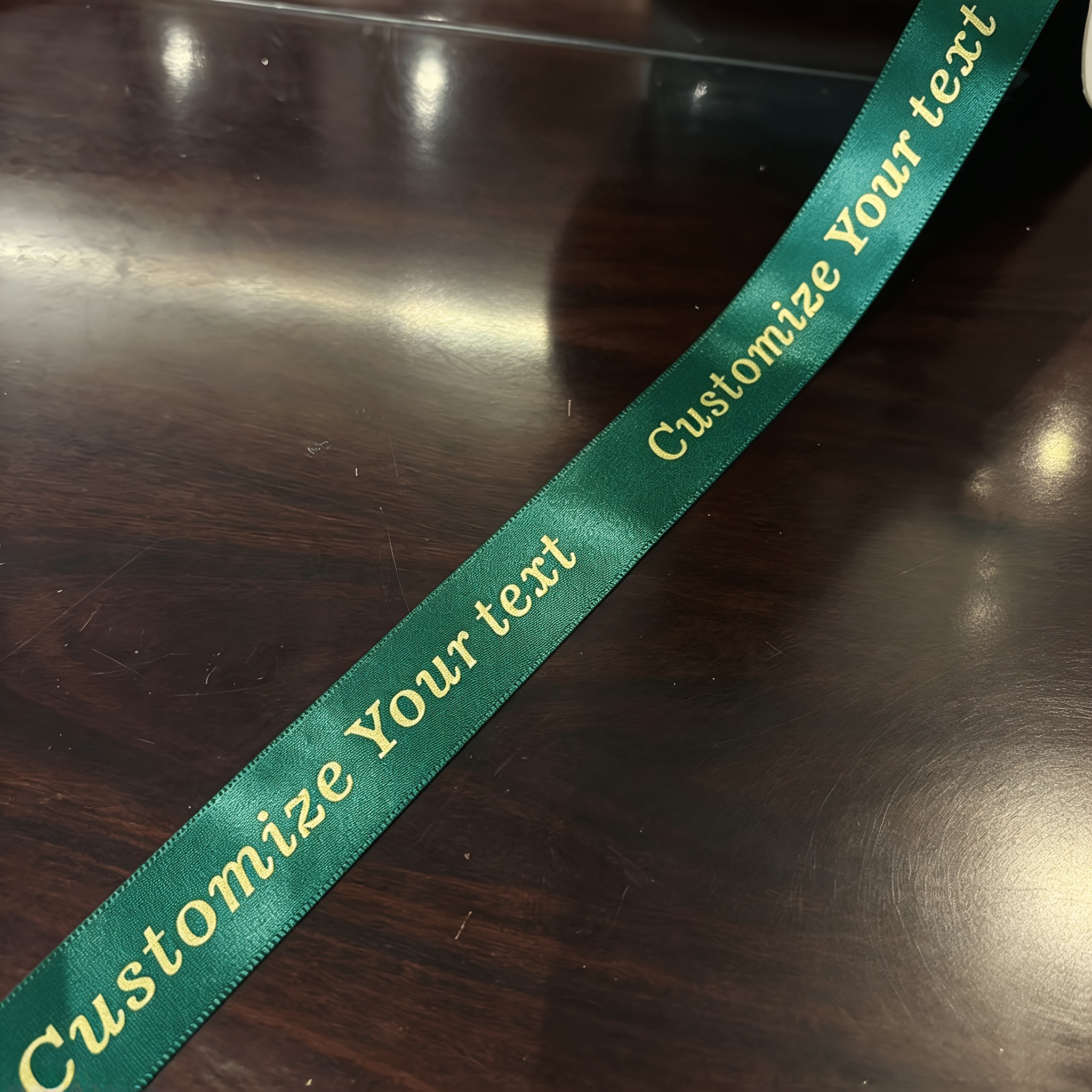 TEMU Ruban d'emballage cadeau personnalisé 1 pièce 300 cm x 2,5 cm avec texte de votre , fabriqué en matériau premium haute avec gaufrage à d'or.